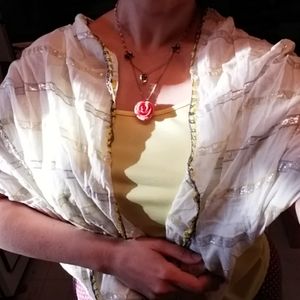 Wrap by Betsey Johnson NEW w/Silver Threads